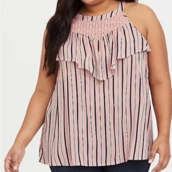 Torrid Stripe Challis High Neck Tank Size 4X NWT - Picture 1 of 6